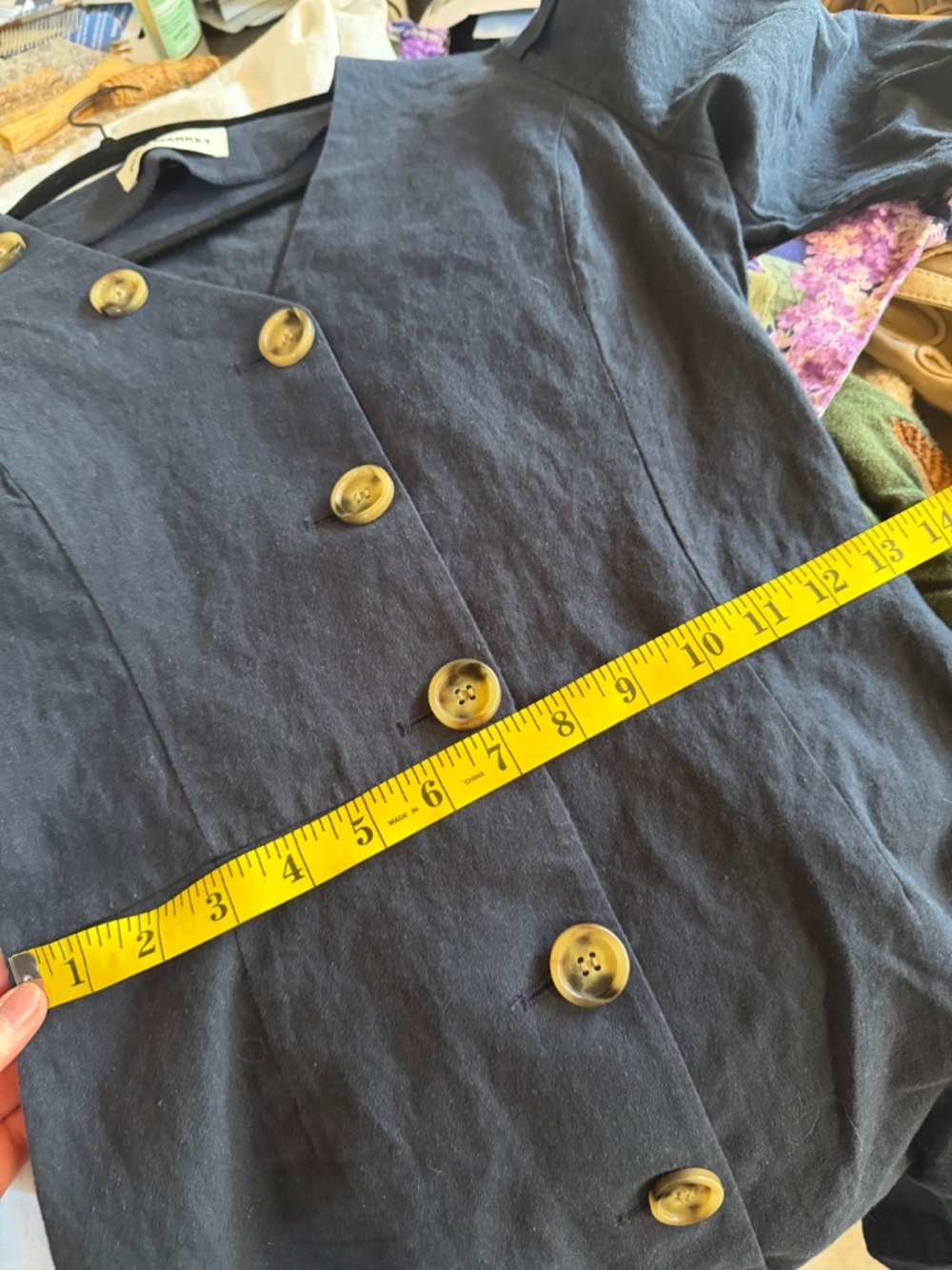 Pixie Market Navy Blue Linen Noah Dress Size Small - Picture 8 of 8